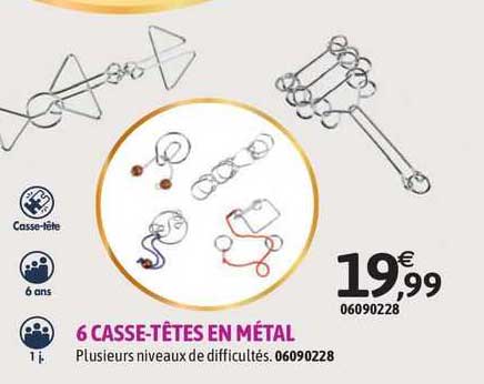 6 casse-têtes en métal