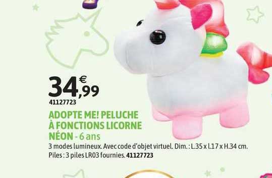 adopte me! peluche à fonctions licrone néon