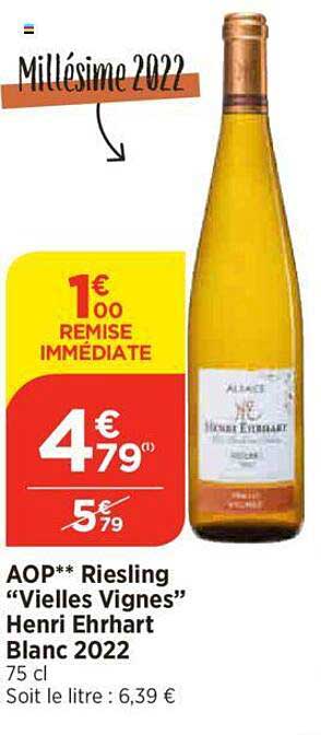 aop riesling "vieilles vignes" henri ehrhart blanc 2022