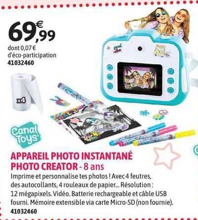 appareil photo instantané photo creator canal toys' - 8 ans