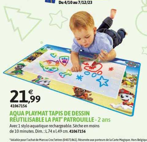 aqua playmat tapis de dessin réutilisable la pat' patrouille