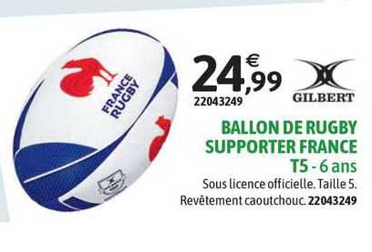 ballon de rugby supporter france t5- 6 ans