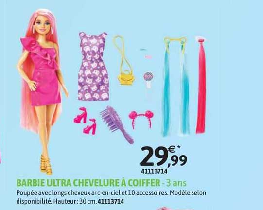 barbie ultra chevelure à coiffer - 3 ans