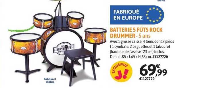 Batterie 5 Fûts Rock Drummer - 5 Ans