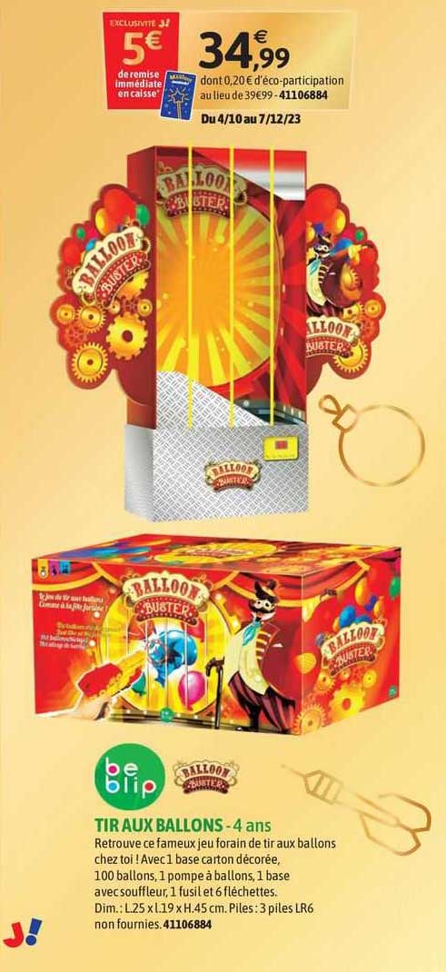 be blip tir aux ballons - 4 ans