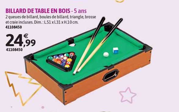 billard de table en bois - 5 ans