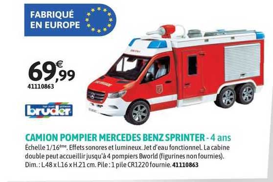 bruder camion pompier mercedes benz sprinter - 4 ans