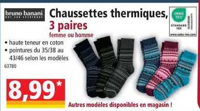 bruno banani chaussettes thermiques, 3 paires