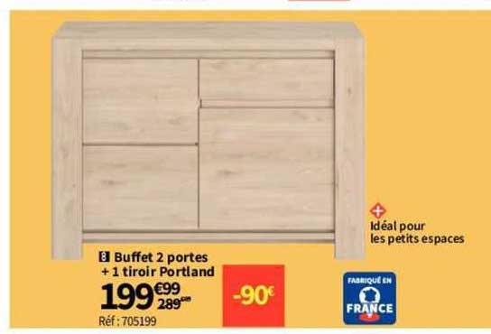 Buffet 2 Portes + 1 Tiroir Portland