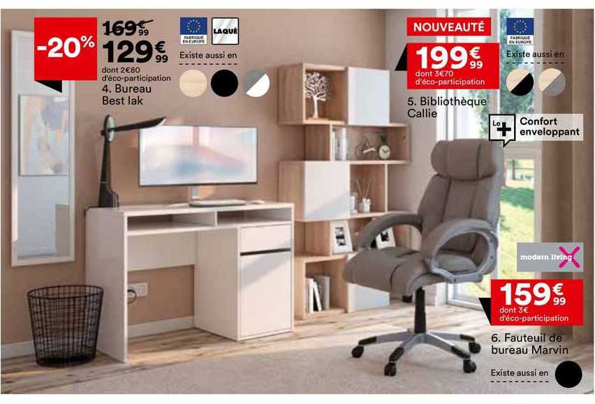 bureau best lak, bibliothèque callie ou fauteuil de bureau marvin