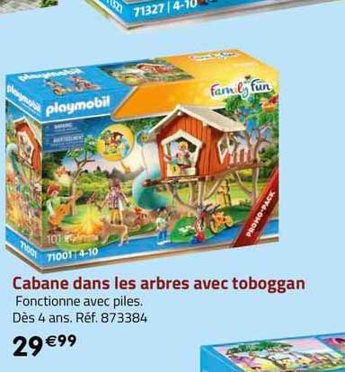 cabane dans les arbres avec toboggan