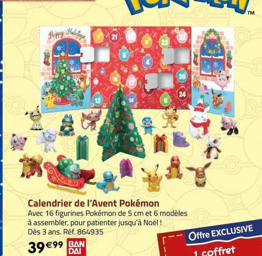 calendrier de l'avent pokémon bandai