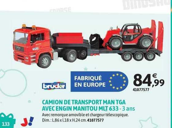 camion de transport man tga avec engin manitou mlt 633 - 3 ans