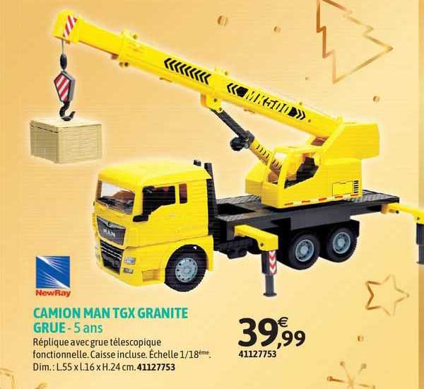 camion man tgx granite grue newRay - 5 ans