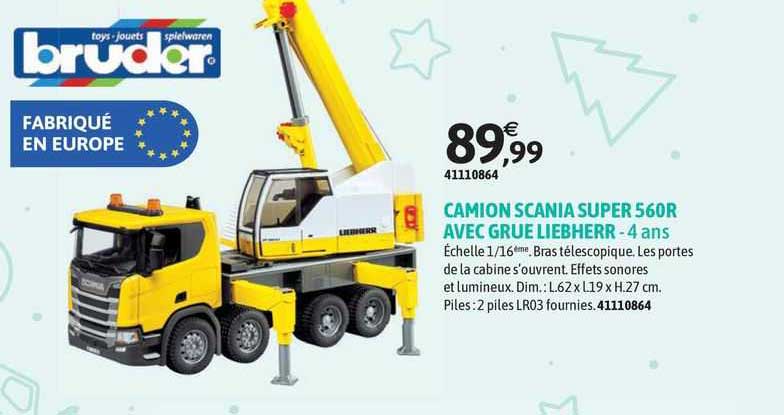 camion scania super 560r avec grue liebherr