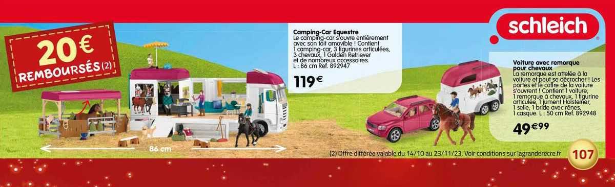 camping-car equestre voiture avec remorque pour chevaux schleich