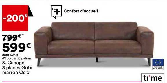 canapé 3 places gobi marron oslo ti'me