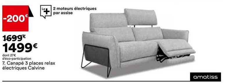 Canapé 3 Places Relax électriques Calvine Amatiss
