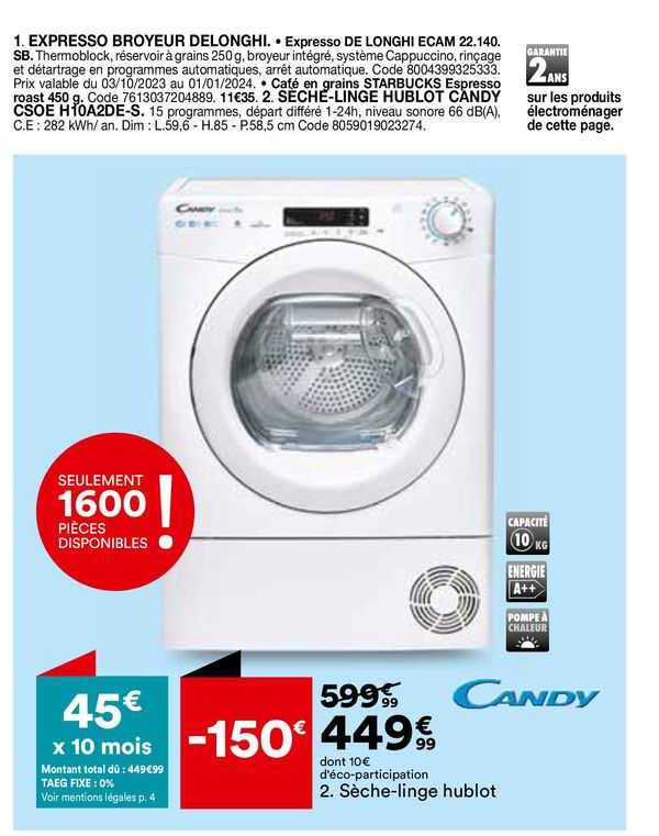 candy sèche-linge hublot