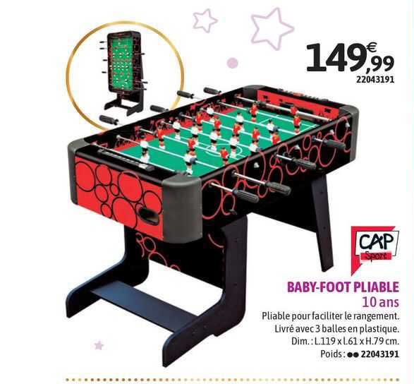 cap baby-foot pliable 10 ans