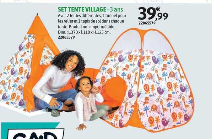 cap set tente village - 3 ans