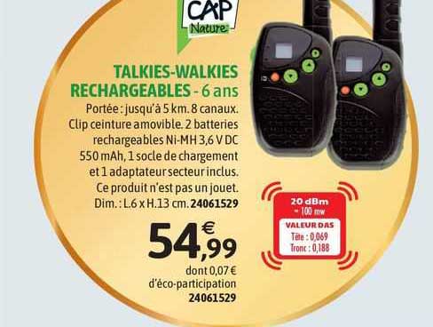 cap talkies-walkies rechargeables - 6 ans