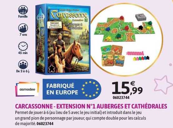 carcassonne - extension n°1 auberges et cathédrales asmodee