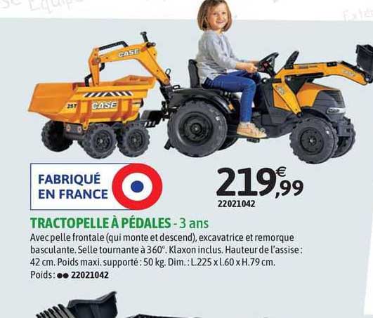 case tractopelle à pédales - 3 ans