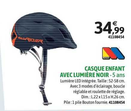 casque enfant avec clumière noir - 5 ans