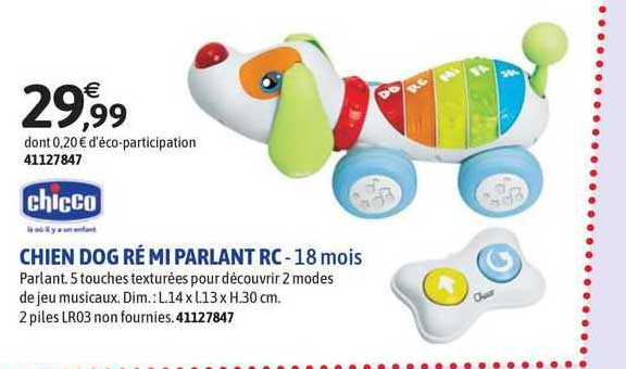 chien dog ré mi parlant rc chicco