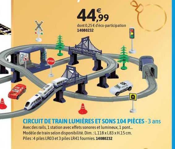 circuit de train lumières et sons 104 pièces - 3 ans
