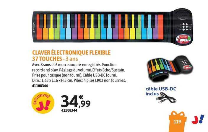 claver eléctronique flexible 37 touches - 3 ans