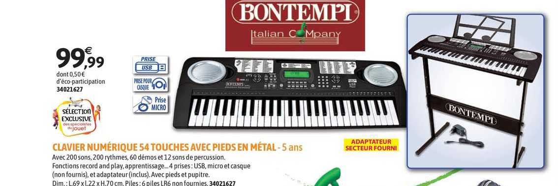 clavier numérique 54 touches avec pieds en métal - 5 ans