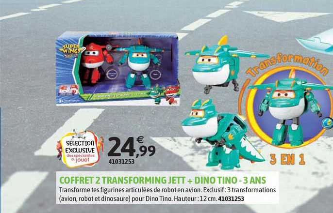 coffret 2 transforming jett + dino tino