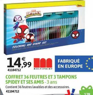 coffret 36 feutres et 3 tampons spidey et ses amis