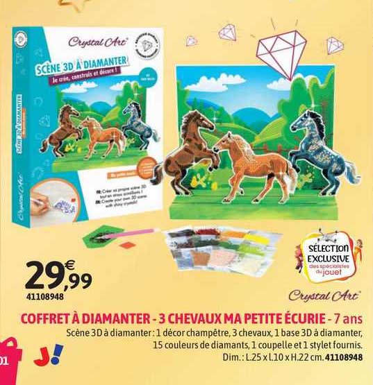 coffret à diamanter - 3 chevaux ma petite écurie - crystal art - 7 ans