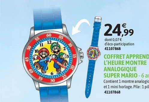 coffret aprend l'heure montre analogique super mario