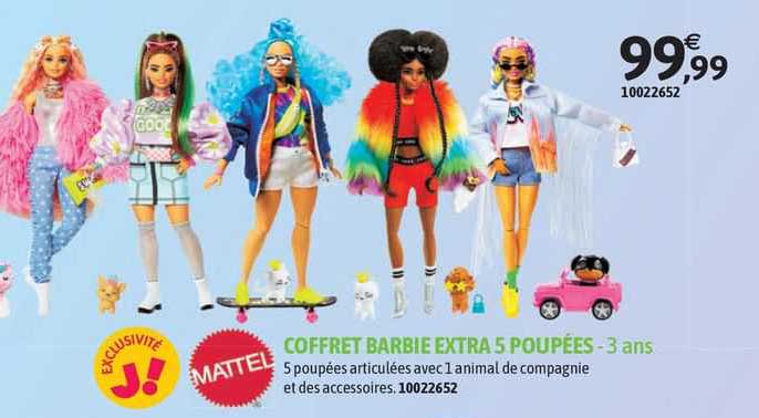coffret barbie extra 5 poupées - 3 ans