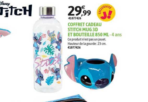 Coffret Cadeau Stitch Mug 3d Et Boutille