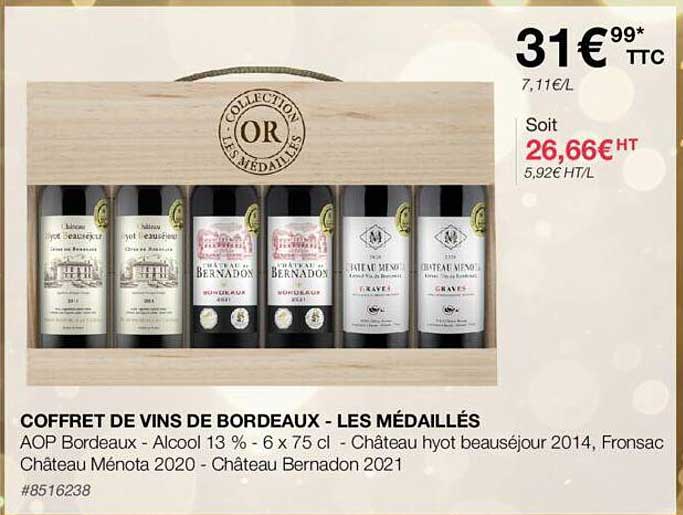 coffret de vins de bordeaux - les médaillés