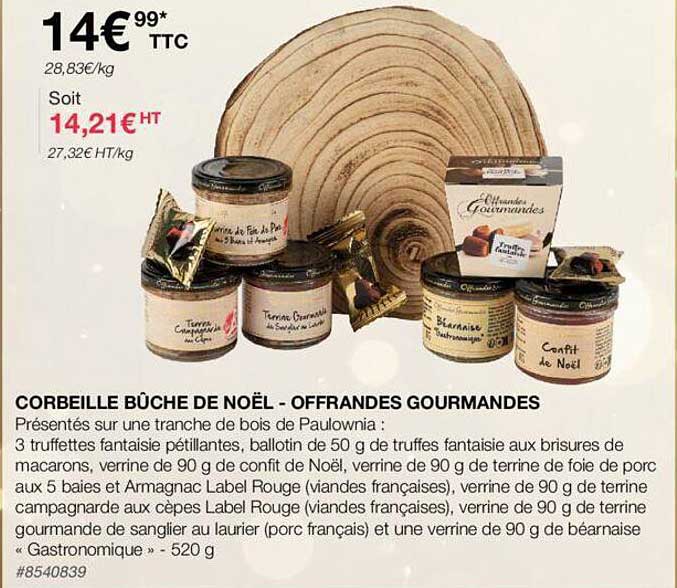 corbeille bûche de noël - offrandes gourmandes