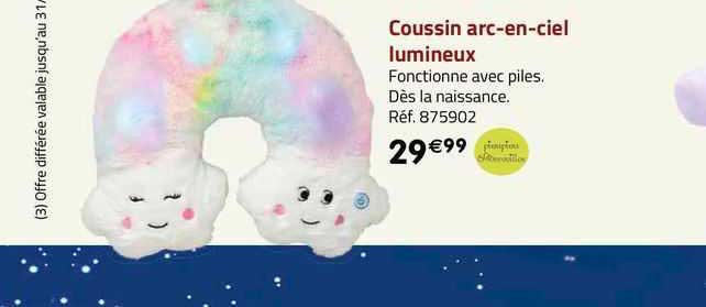 coussin arc-en-ciel lumineux