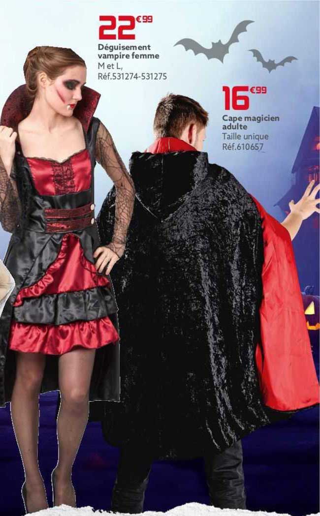 déguisement vampire femme ou cape magicien adulte