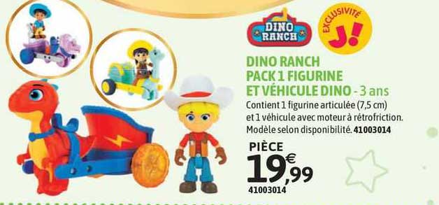 dino ranch pack 1 figurine et véhicule dino