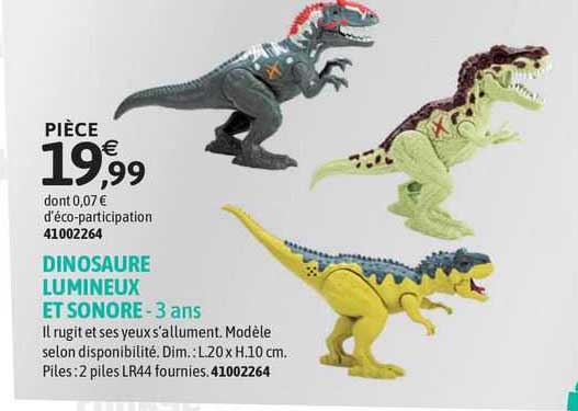 dinosaure lumineux et sonore - 3 ans