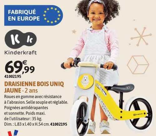 Draisiennes Bois Uniq Jaune