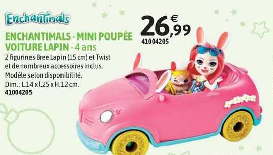 enchantimals - mini poupée voiture lapin