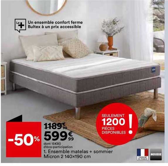 ensemble matelas+ sommier micron 2