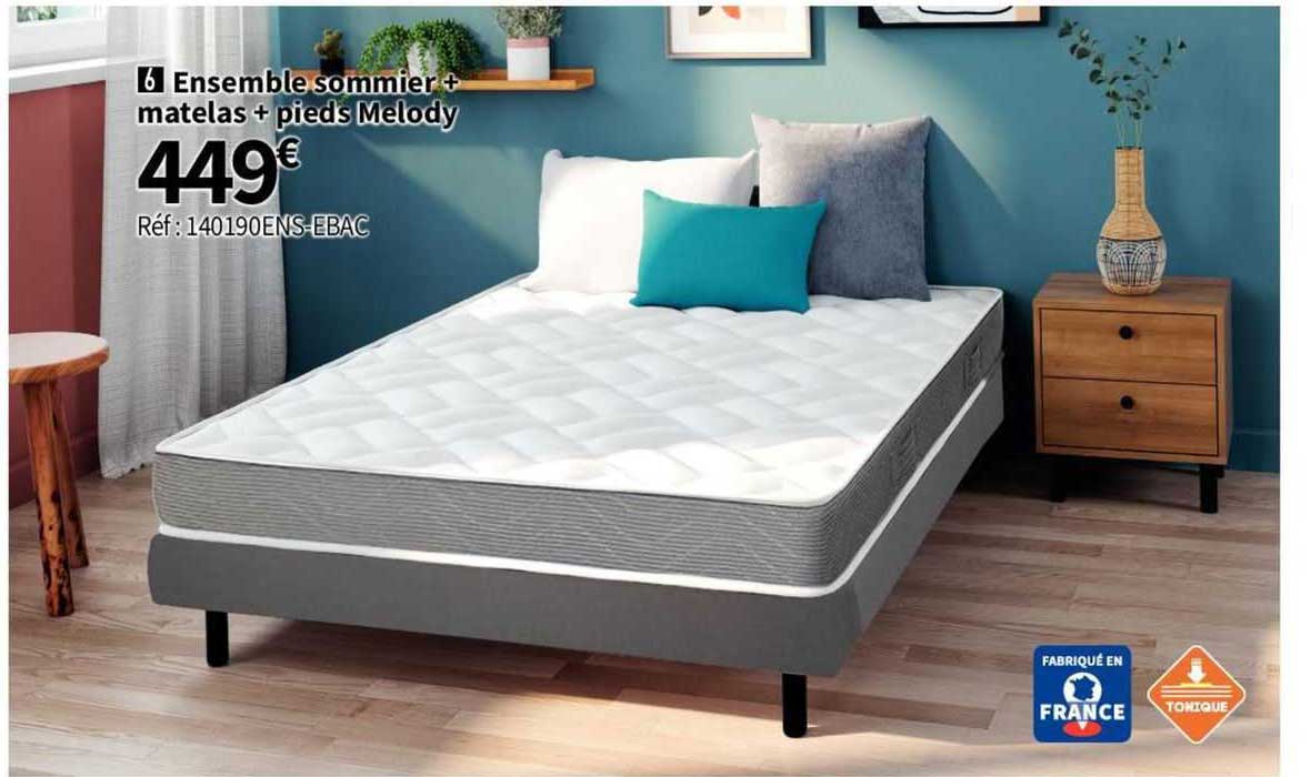 Ensemble Sommier + Matelas + Pieds Melody