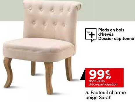 fauteuil charme beige sarah
